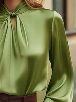 Satin Cutout Front Blouse