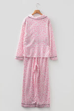 Leopard Print Button Up Top and Pants 2cps Pajama Set