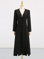 Long Sleeve Bow Front Midi Dress