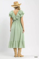 Umgee Textured Ruffle Midi Dress