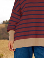 Striped Round Neck Long Sleeve Sweater