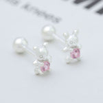 925 Sterling Silver Bear Stud Earrings