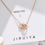 925 Sterling Silver Double Circle Pendant Necklace