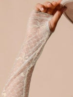 SO ME Bow Ribbon Pattern Sheer Lace Top