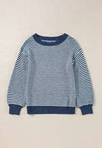 Striped Boat Neck Long Sleeve Sweater