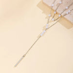 Double Layered Pearl Y-Shaped Necklace