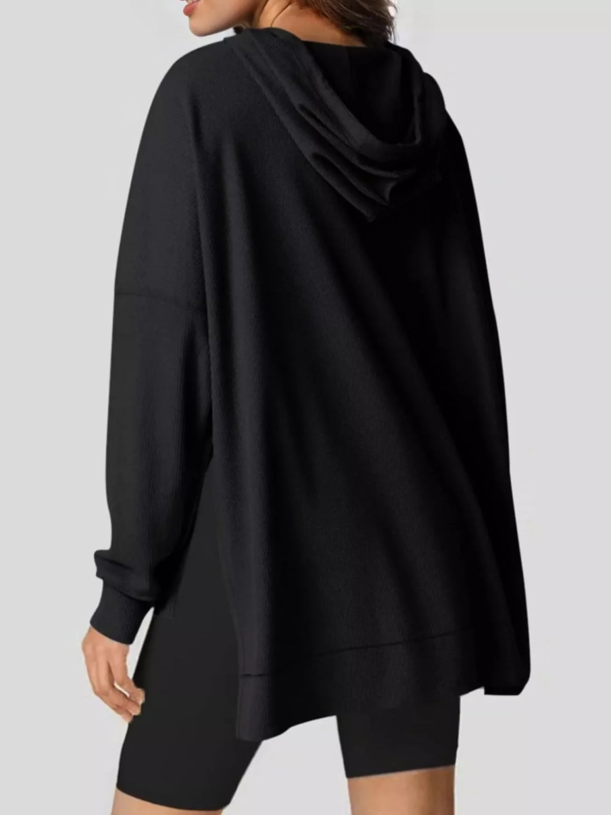 High-Low Hoodie with Kangaroo Pocket