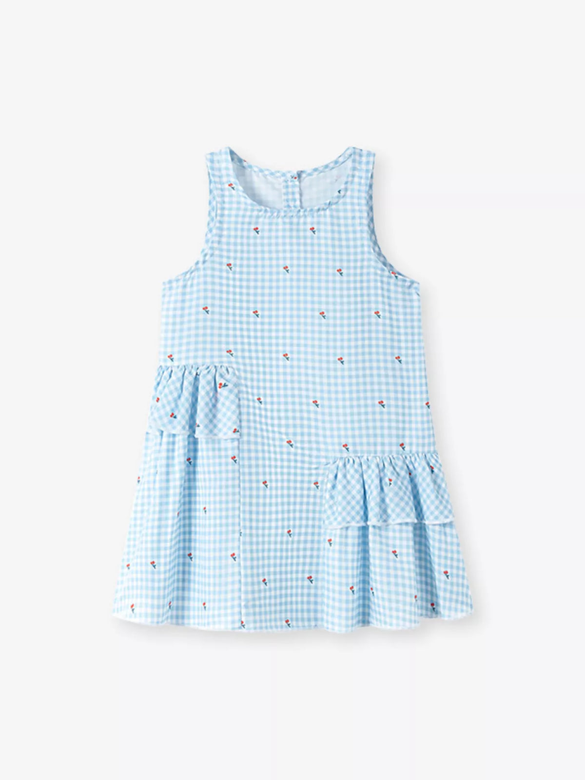 Children's Gingham Ruffle Sleeveless Dress