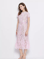 Lace Short Sleeve Mermaid Dress