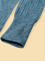 V-Neck Textured Knit Long Sleeve T-Shirt