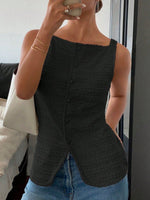 Textured Button-Front Tank