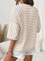 Striped Knit Round Neck T-Shirt