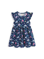 Children's Unicorn Print Ruffle Sleeve Dress