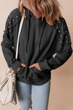Drawstring Studded Long Sleeve Hoodie