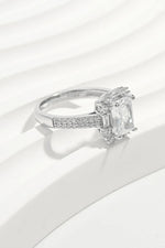 925 Sterling Silver Inlaid Zircon Square Ring