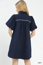 Umgee Puff Sleeve Textured Babydoll Dress