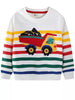 Children's Cartoon Truck Striped Sweatshirt