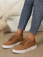 PU Leather Lace Up Platform Sneakers – Multi-Color