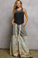 POL Ribbed Round Neck Cropped Tank with Lace Detail