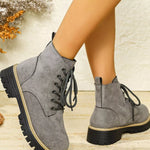 Round Toe Lace Up Boots