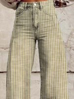 Striped High-Waisted Wide Leg Jeans
