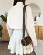 Turtleneck Dropped Shoulder Sweater and Skirt Set