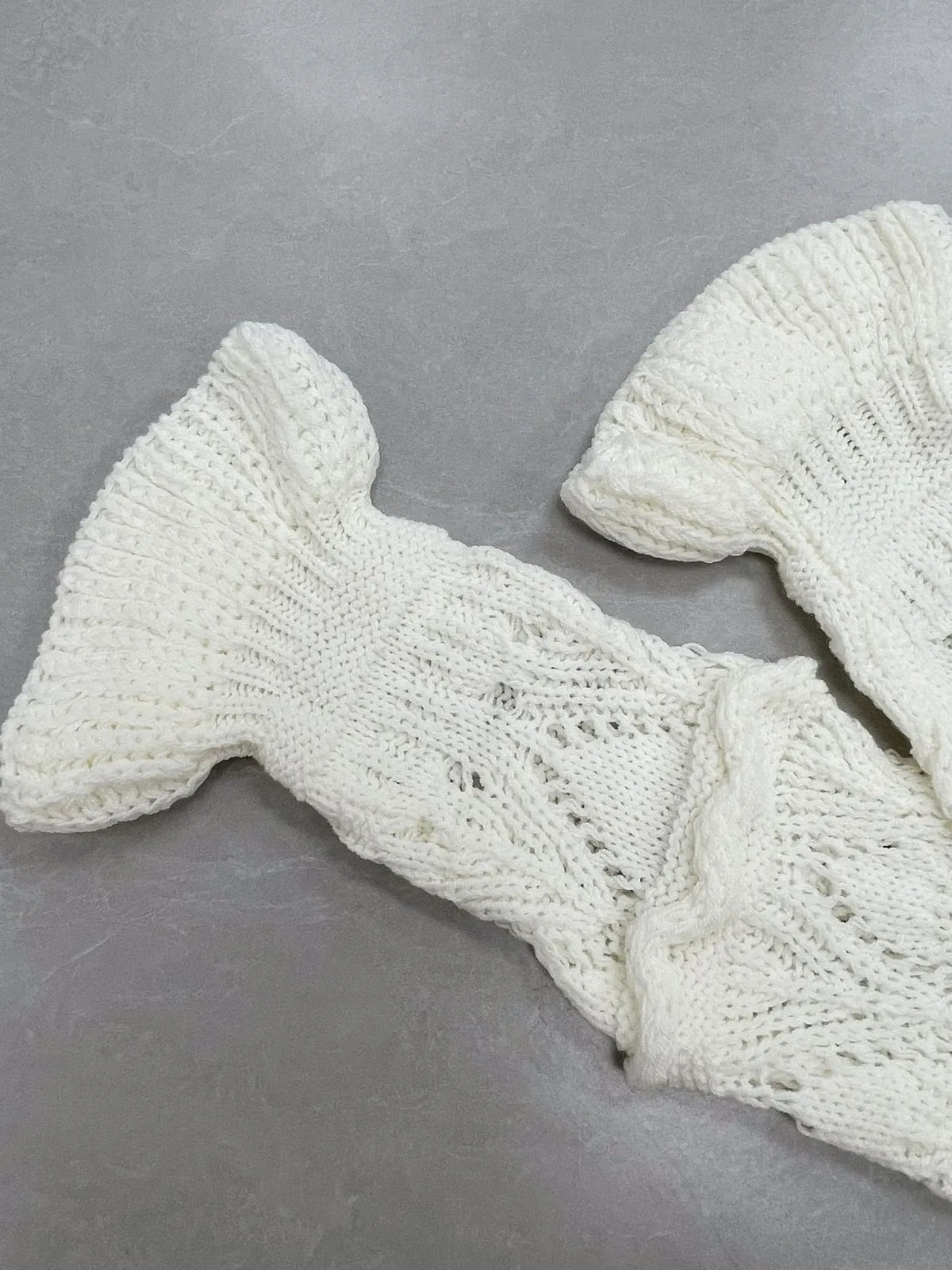 Crochet Ruffled Hem Long Sleeve Sweater