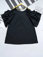 Cold Shoulder Ruffle Sleeve T-Shirt