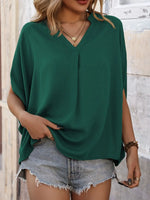 Notched Half Sleeve Top