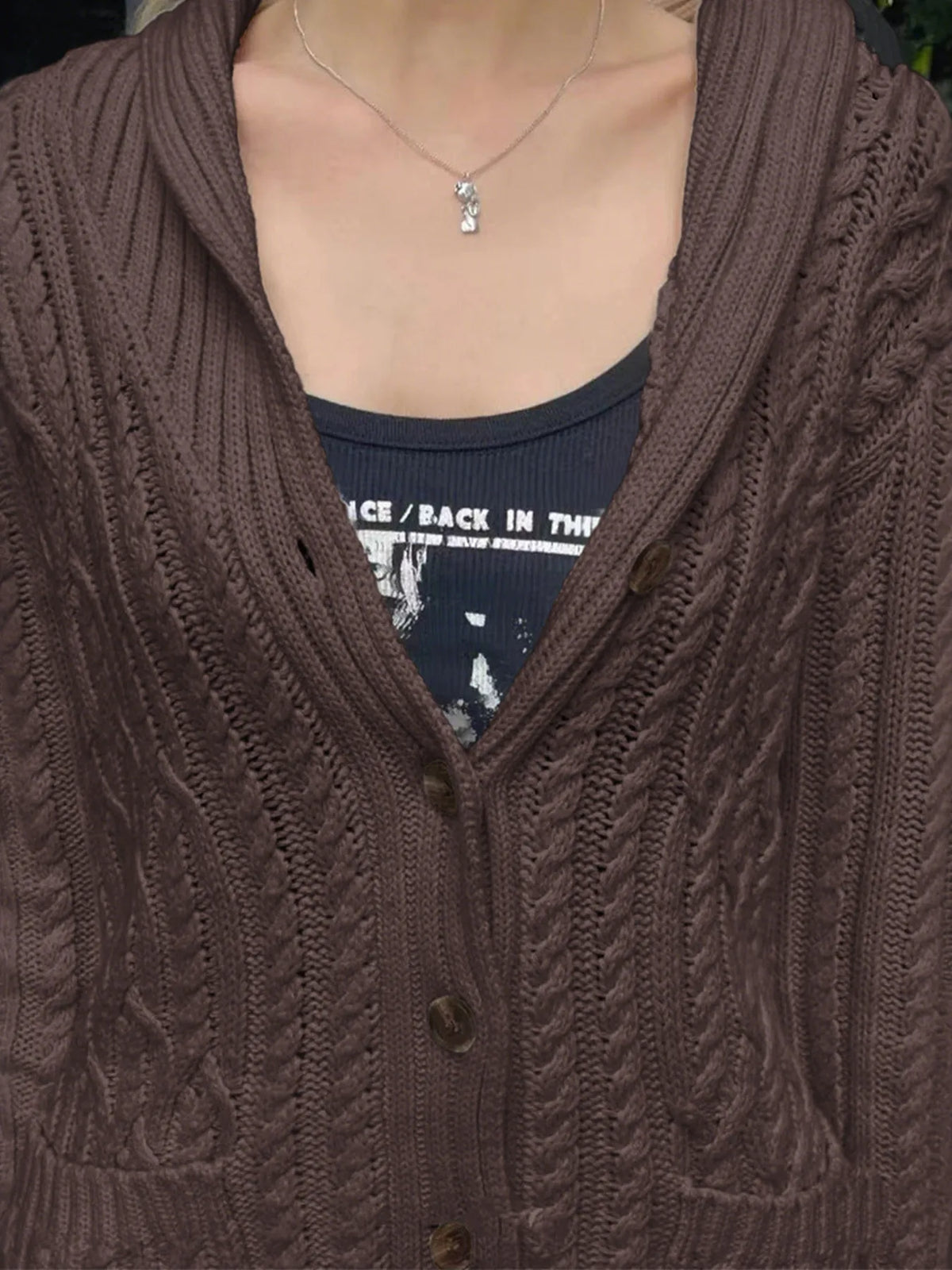 Cable Knit Button Up Cardigan