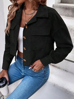 Cropped Corduroy Button-Down Jacket