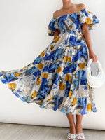 Floral Smocked Puff Sleeve Tiered Dress