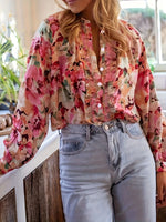 Floral Print Frill Trim Shirt