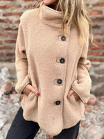 Full Size Button Up Long Sleeve Fleece Jacket Plus Size