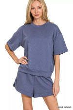 Zenana Scuba Short Sleeve Top & Shorts Set