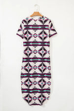 Aztec Print V-Neck Midi Dress