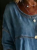 Full Size Hollow Out Round Neck Top Plus Size