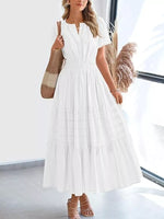 Full Size Short Sleeve Tiered Midi Dress Plus Size