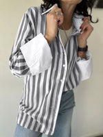 Striped Oversized Button-Up Shirt