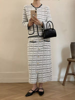Tweed Contrast Trim Jacket and Skirt Set