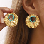 18K Gold-Plated Bead Round Earrings
