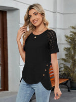 Round Neck Lace Short Sleeve T-Shirt