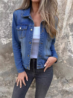 Full Size Button Front Long Sleeve Denim Jacket Plus Size