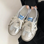 Contrast Round Toe Flat Sneakers