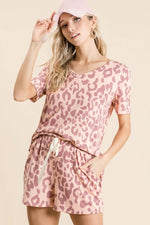 BiBi Leopard Shorts with Twill Tape Drawstring