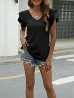 V-Neck Layered Ruffled Sleeve Blouse