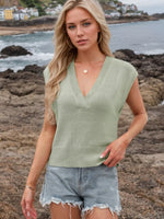 Ribbed Hem V-Neck Sweater Vest