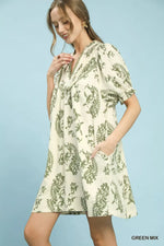 Umgee Mix Paisley Scallop Trim Dress