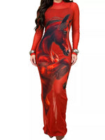 Cami Dress and Rhinestone Horse Mesh Maxi Dress Set