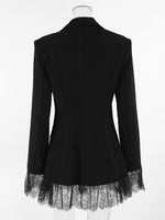 Lace Hem Lapel Collar Blazer